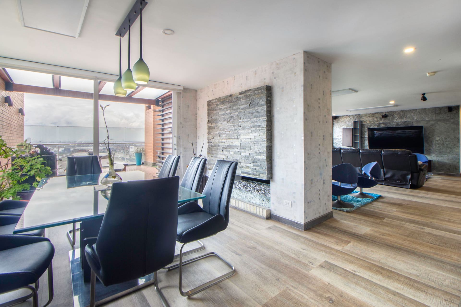 An open-plan living and dining space after renovation